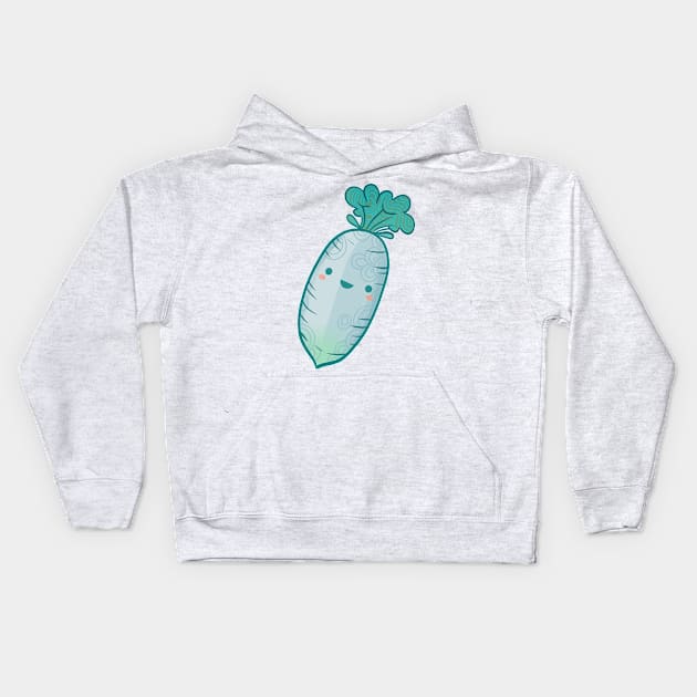 Cute Smiling Daikon Radish Kids Hoodie by Claire Lin